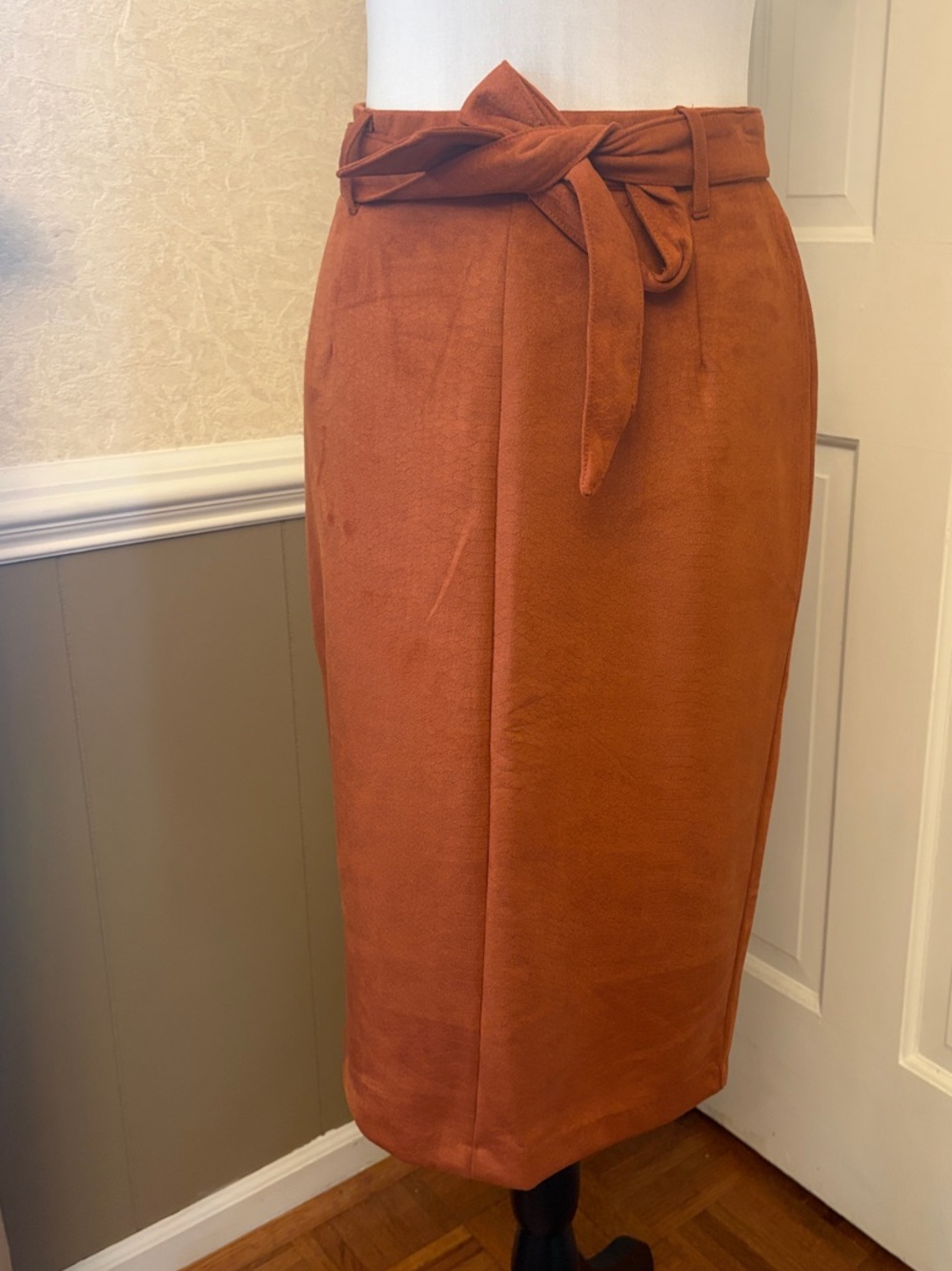 one 5 one Rust Midi Pencil Skirt with Self-Tie Waist